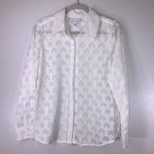 Alex And Jordan Women's M White Button Up Blouse Designer Classy